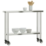 thumbnail of Mesa de trabajo de cocina con ruedas acero inox 110x30x85 cm