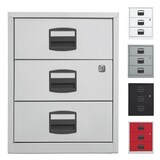 thumbnail of Bisley Home Beistellschrank auf Rollen mit Schloss aus Stahlblech, 3 Universal-Schubladen abschließbar - Büroschrank für DIN A4 Dokumente, Kleinteile