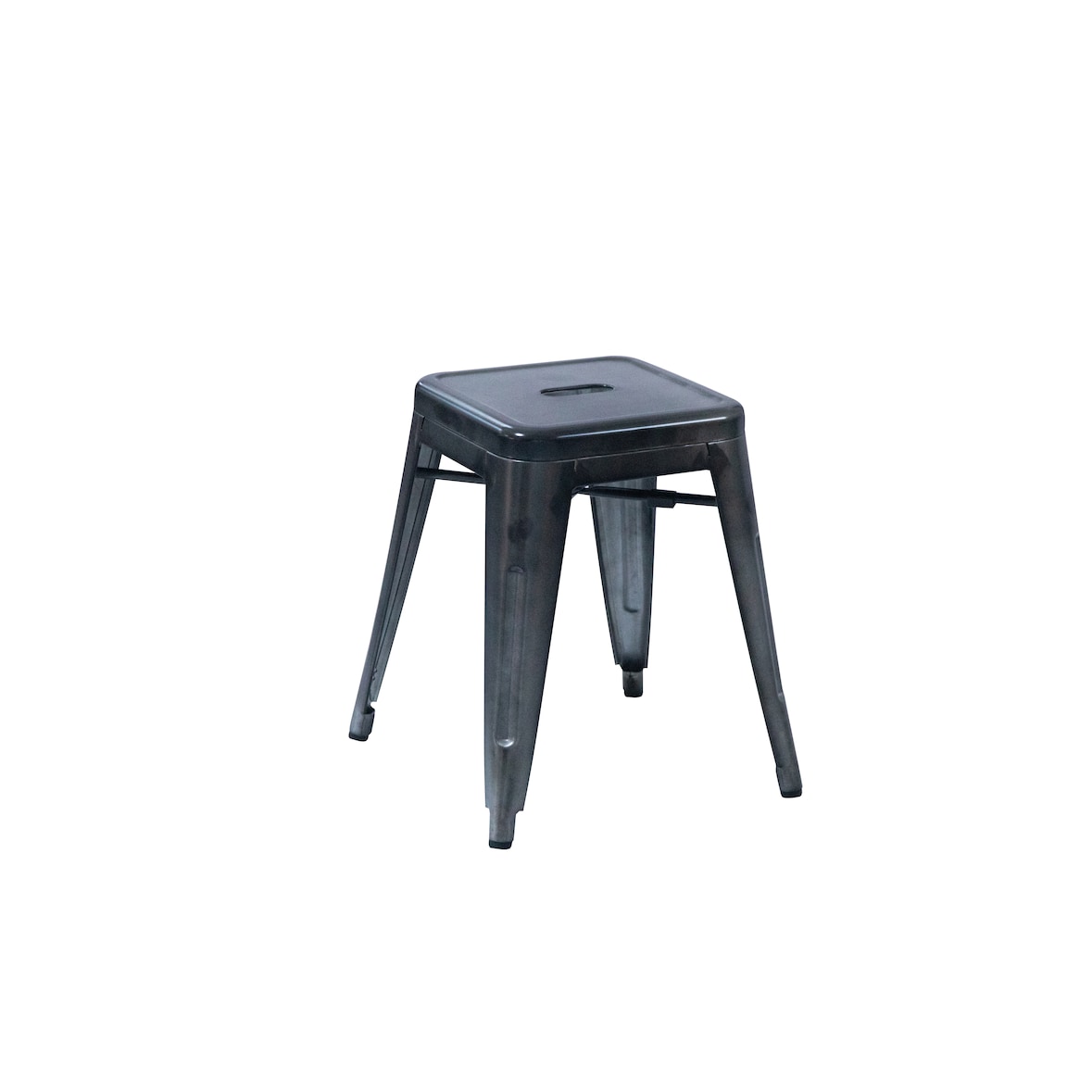 Tabouret en métal, empilable, métal, mat galvanisé, noir