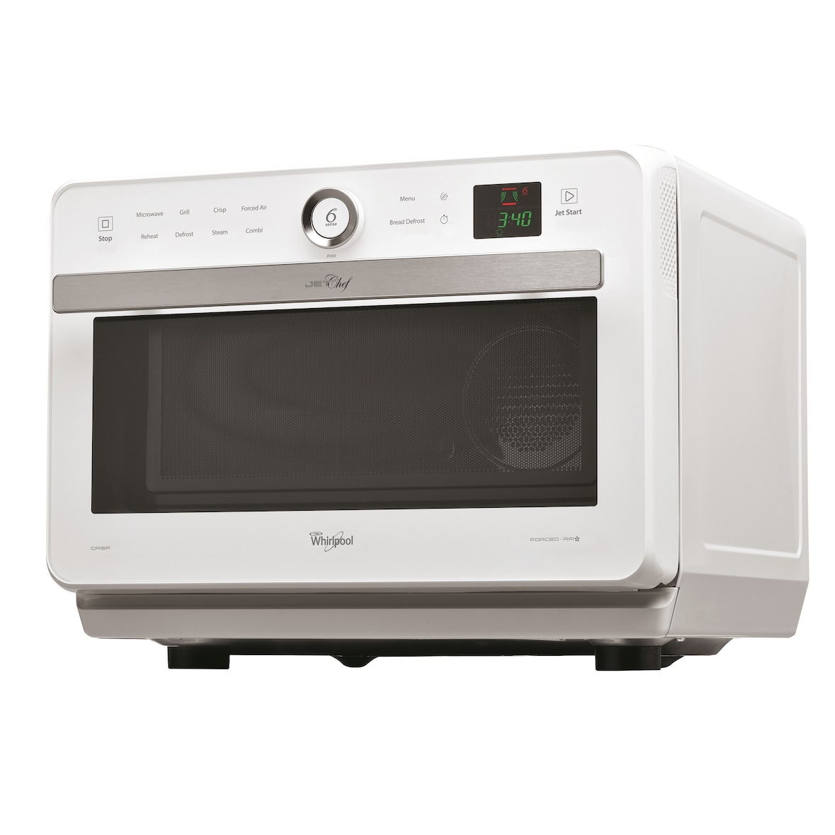 Whirlpool Micro onde JT469WH  Posable, JET CHEF, Combi, Blanc, 33 L, Electronique,  3D System, 6ème Sens, CRISP, VAPEUR