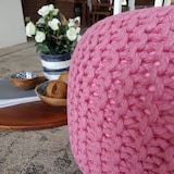 thumbnail of PREMIUM XXL Sitzhocker Pouf  ø 55cm  Strickpouf Indoor u. Outdoor - pflegeleicht & nachhaltig : pink - rosebloom