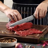 thumbnail of Wakoli Mikata 4er Damastmesser-Set mit Klingen von 8 cm bis 18 cm Länge und Griffen aus Mircata