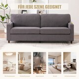 thumbnail of Zweisitzer Chenille-Sofa 203x77x86 cm mit USB-C, LED-Ambiente und Getränkehaltern – Elegantes Design in Hellgrau