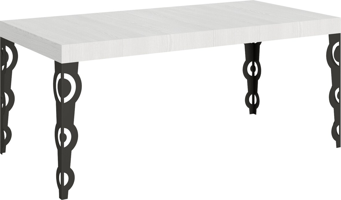 Ausziehbarer Tisch 90 x 180/440 cm, Gestell Karamay, Esche weiß, Anthrazit