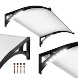 thumbnail of Wasabi - Vordach Haustür 150x100cm – Polycarbonat 5,2mm – PP-Halterungen + Glasfaser – Solar-LED-Licht – Einfache Montage