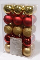 thumbnail of Weihnachtsbaumkugeln bruchfest Ø 6 cm 30 Stück rot/gold matt/glitter