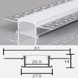 thumbnail of 2m LED Alu Profil Unterputz Rigips Trockenbau Schiene Kanalprofil mit Milchglas Abdeckung Kanal System für LED-Streifen Profil P