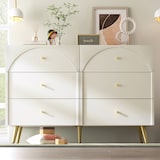 thumbnail of Merax Sideboard, Kommode mit 6 Schubladen, Weiß Sideboard Highboard, Creme-Weiß -H85/B120/T40 cm