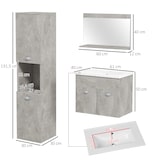 thumbnail of kleankin Conjunto de Móveis Casa de Banho 3 Peças com Espelho Móvel com Lavatório Cerâmico e Coluna de Casa de Banho Cinza