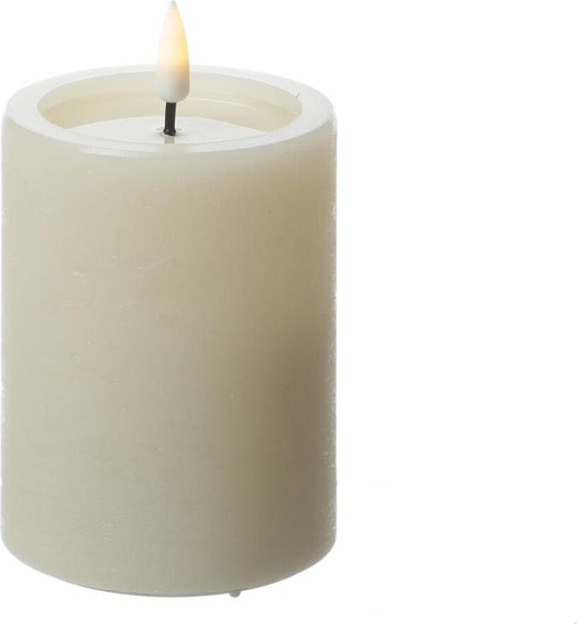 LED Kerze UNIQUE Rustik-Optik Echtwachs 7,5x10cm bis 1500Std creme