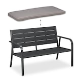thumbnail of Relaxdays Gartenbank mit Sitzkissen, Holzoptik, HBT: 78 x 118 x 66 cm, 2-Sitzer, stabile Balkonbank, Sitzbank, grau