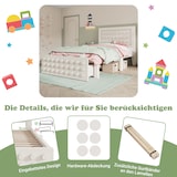 thumbnail of Holzbett 90x190 mit Stauraum und Schublade, Massivholzbett im Blockdesign, Einzelbett mit Lattenrost, platzsparendes Design Weiß