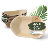 thumbnail of BIOZOYG 200 Stück Einwegschale 20cm Palmblattschale Schiffchenform Einweggeschirr Palmblatt Boot biologisch abbaubar biologisch kompostierbar