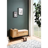 thumbnail of Schuhbank mit Sitzfläche 100x60x38 cm Garderobenbank Eiche-Dekor, Sitzbank Rattan Klein Gepolstert, Bank Schmal Flur mit Stauraum, Flurbank Flurmöbel