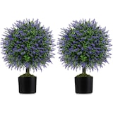 thumbnail of COSTWAY 2 Kunstplanten, 58 cm, Buxus met Lavendelbomen in Paars en Bladeren, Kunstboom met Pot