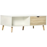 thumbnail of HOMCOM Mesa de Centro Mesa de Salón Moderna con 2 Cajones y Compartimientos Abiertos para Oficina Dormitorio Estudio 106x58x39,5 cm Blanco
