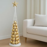 thumbnail of Deko-Baum HWC-O91, Weihnachtsbaum Schmuckbaum Weihnachtsdeko Christbaum zum Beschmücken, Metall 115cm ~ weiß