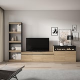 thumbnail of Meubels voor woonkamer, TV-Meubel, Lowboard, 310x35x186cm, Voor tv's tot 65", Elektrische haard, Moderne stijl, Eiken/Zwart _ 100_194