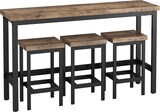 thumbnail of Bar Tisch Set Natur 148x40x90 cm mit 3 Hockern platzsparend für Küche Essbereich, MDF Platte und Metallgestell, einfache Montage