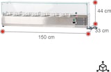thumbnail of Romux® Kühlvitrinen für Tapas 150x33x44 cm aus Edelstahl und Glashaube mit 7 Becken GN 1/4 | Gekühlte Vitrine mit digitalem Dixell-Thermostat