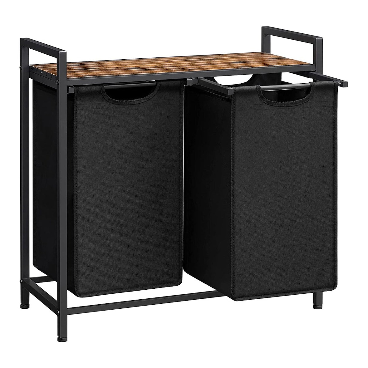 Helloshop26 - Cesto de roupa suja com 3 compartimentos e 1 prateleira removível para sacos de armazenamento capacidade de 38 litros 12_0006764