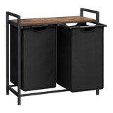 thumbnail of Helloshop26 - Cesto de roupa suja com 3 compartimentos e 1 prateleira removível para sacos de armazenamento capacidade de 38 litros 12_0006764