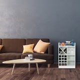 thumbnail of Relaxdays Weinregal mit Glashalter, 22 Flaschen, freistehend, Wein und Sekt, Hausbar HxBxT: 96 x 63 x 35 cm, weiß