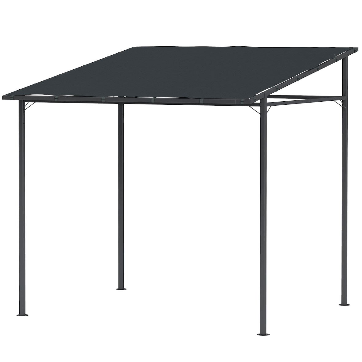 Outsunny Pergola Addossata con Chiusure a Strappo Grigio Scuro