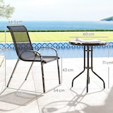 thumbnail of Outsunny conjunto de mesa y sillas de terraza exterior de 3 piezas muebles de jardín exterior con sillas apilables encimera de vidrio negro