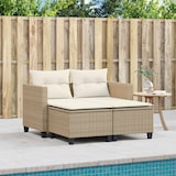 thumbnail of vidaXL Gartensofa 2-Sitzer mit Hockern Beige Poly Rattan