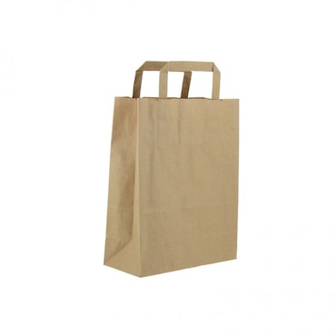 250 Uds. Bolsas de papel kraft reciclado pequeñas asas planas (22+9x28cm)  Ref BP20