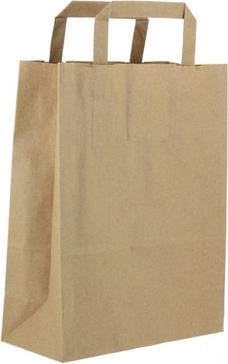 Una bolsa de papel marrón con asas.