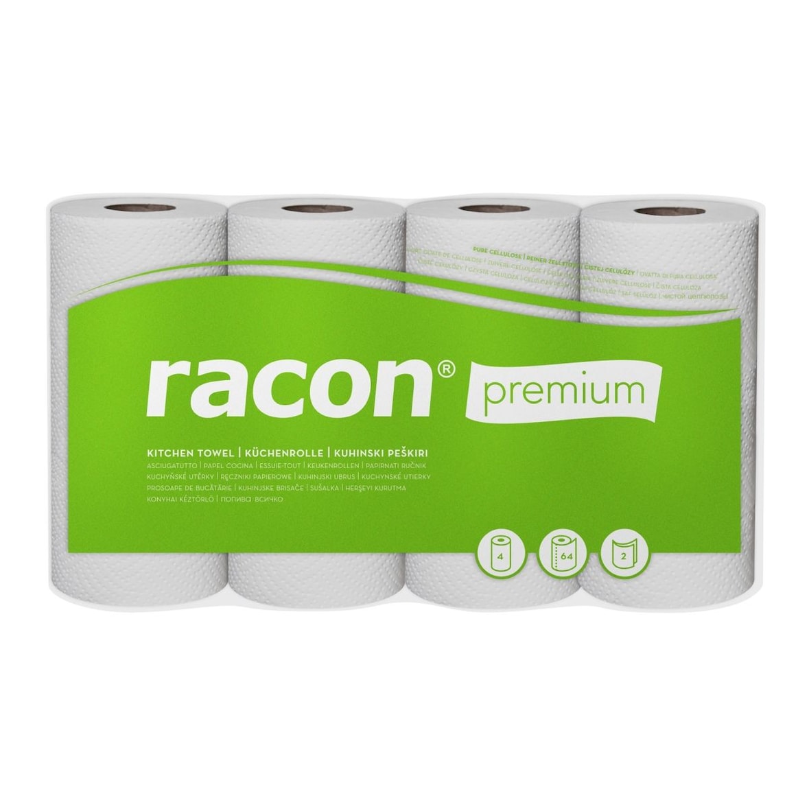 RACON 100602-02 Küchenrolle premium weiß 2 lagig 4 x 64 Blatt