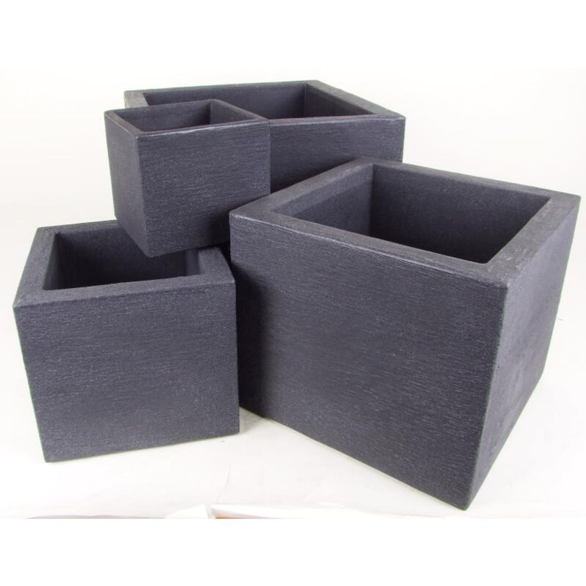 4er Set Pflanzkübel `Kubus` Übertöpfe Blumentopf 50cm Kunststoff 50