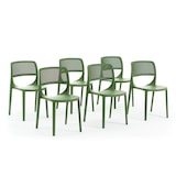 thumbnail of Set de 4 sillas de resina con fibra de vidrio, diseño clásico, apilables para exterior, jardín, bar, restaurante o cocina – Erika – Tórtola