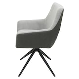 thumbnail of 2er-Set Esszimmerstuhl HWC-L91, Küchenstuhl Armlehne drehbar Auto-Position Stoff MVG ~ hellgrau Kunstleder dunkelgrau