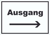 thumbnail of Ausgang Schild mit Text und Richtungspfeil rechts Exit Schluss waagerecht A4 Rückseite selbstklebend