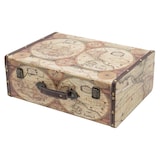 thumbnail of HMF VKO104 Vintage Koffer aus Holz, 44 x 32 x 16 cm, Deko Weltkarte Farbe