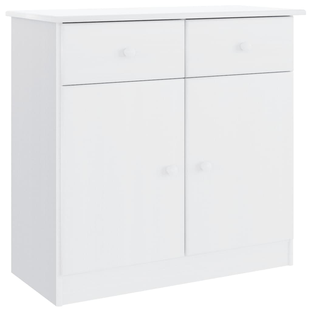 Helloshop26 - ALTA 77 x 35 x 73 cm Buffet Kommode Aufbewahrungsmöbel Organizer aus massivem weißem Kiefernholz für Küche Wohnzimmer 02_0029680