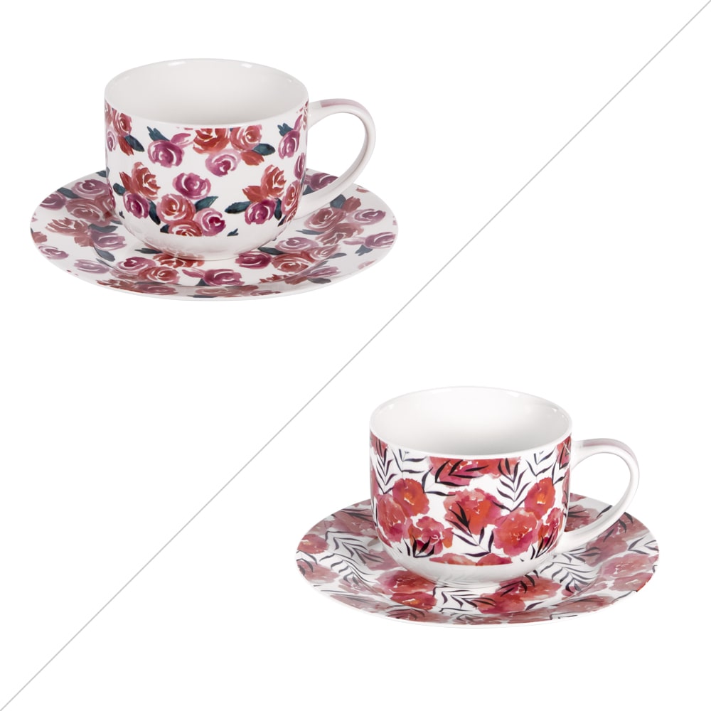 Coffret déjeuner Rosalia 47 cl x2 -  47.00 cl Multicolore Rond Porcelaine Table Passion 14.00x10.00 cm