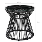 thumbnail of Outdoor-Beistelltisch PE-Rattan Schwarz mit Glasplatte, Boho-Stil, 40x40x42 cm