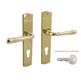 thumbnail of Schildgarnitur Classic Türbeschlag Türdrücker Messing Optik Türgriff Profilzylinder