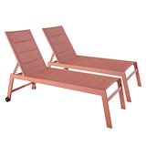 thumbnail of Set van 2 aluminium en klei textilene ligstoelen - Oviala