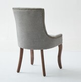 thumbnail of Esszimmerstuhl 2er Set 93x55x46 cm Chenille Grau mit Massivholzbeinen verstellbaren Fußgleitern hohem Rücken und dekorativen Nieten