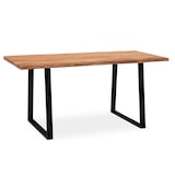 thumbnail of Esszimmertisch 180x90x76 cm Akazie Massivholz / Metall Esstisch Baumkante, Küchentisch Massiv mit Trapezbeinen in Schwarz, Holztisch Speisetisch