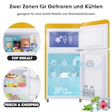 thumbnail of Retro Kühlschrank Gelb 72L Gesamtvolumen 21L Gefrierfach 51L Kühlfach 39dB Doppeltür 46x45x91 cm 120 kWh/Jahr