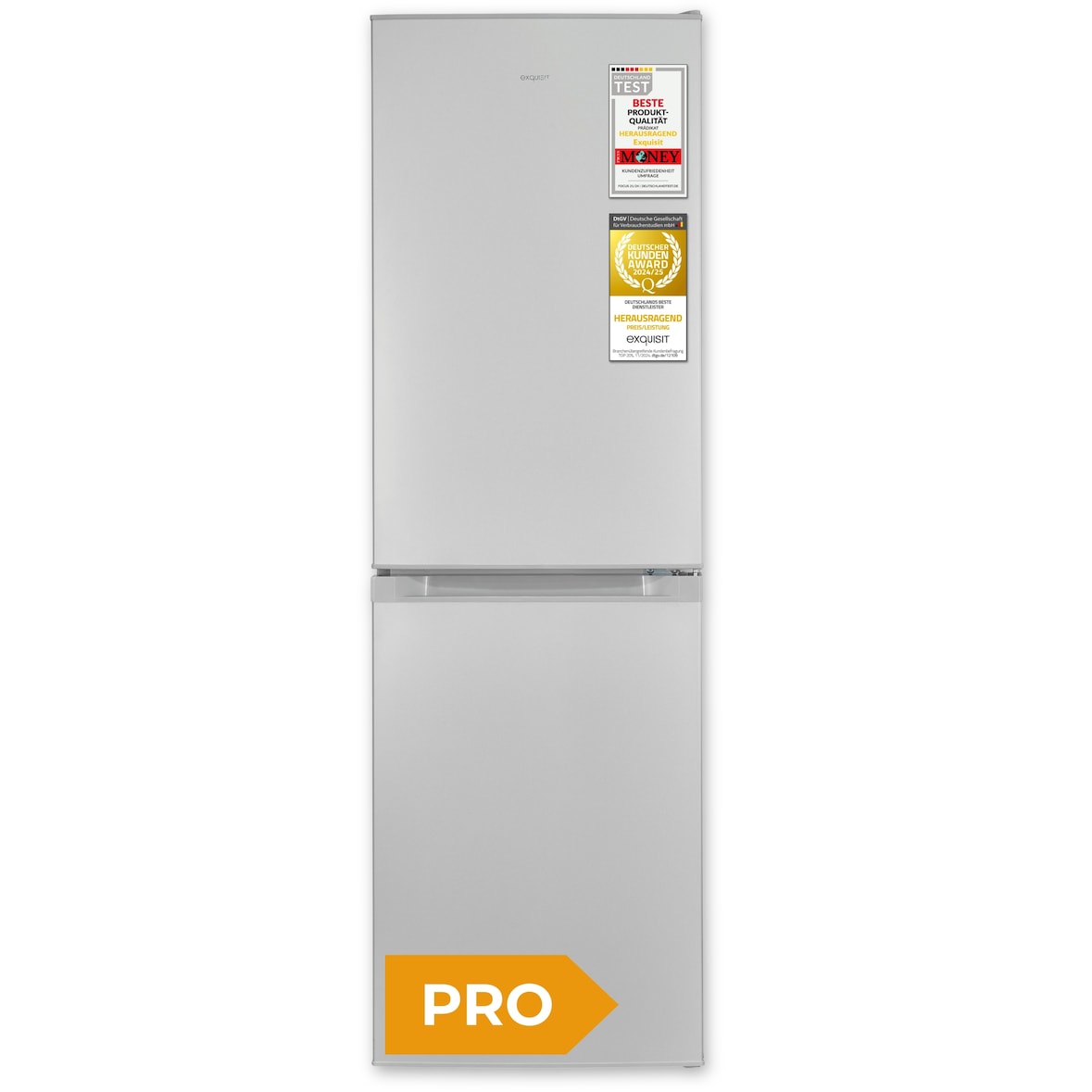 Exquisit Kühl-Gefrierkombination, 193 Liter, No-Frost, LED-Beleuchtung, 4-Sterne-Gefrieren, KGC5195-65-NF-330E silber