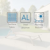 thumbnail of Tumbona de Jardín Plegable con Ruedas de Posición Ajustable, Acero y Textileno Tumbona de Exterior para Piscina, Terraza 195x63h cm