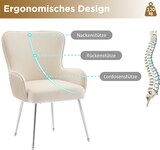 thumbnail of Esszimmerstuhl 2er Set Samt Beige mit Armlehnen Lendenstütze verstellbaren Füßen Metallbeine komfortabel 83x57x53 cm