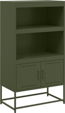 Credenza Moderna Oviala 2 Ante L120 Cm - Metallo Verde, Piedini Regolabili, Design Industriale